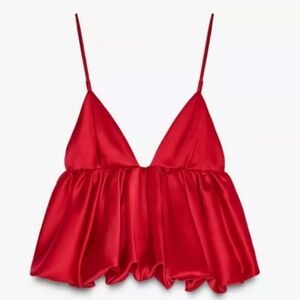 Zara Red Satin Camisole